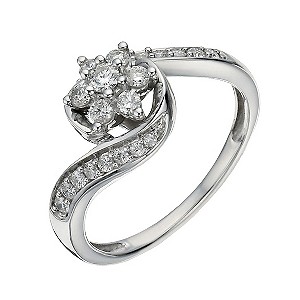 9ct White Gold 0.40 Carat Diamond Daisy Cluster Ring