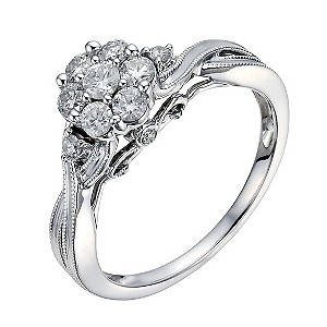 9ct White Gold 1/2 Carat Diamond Cluster Ring