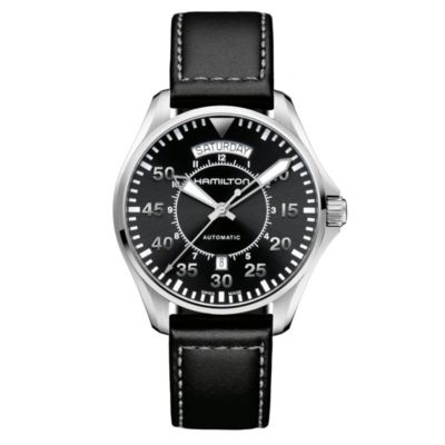 Hamilton Khaki Pilot men's black leather strap watch - Product number 1295896