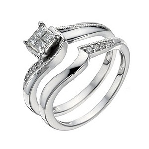 Perfect Fit Silver and Diamond Bridal Ring Set