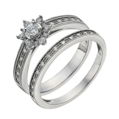 ... Palladium 13 Carat Diamond Flower Bridal Set - Product number 1296329
