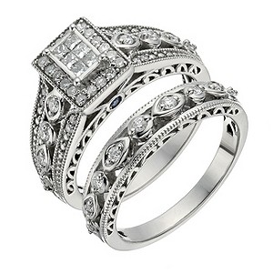 Perfect Fit Signature Palladium 1/2 Carat Diamond Bridal Set