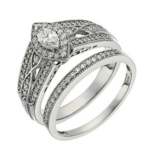 Perfect Fit Palladium 1/2 Carat Diamond Solitaire Bridal Set