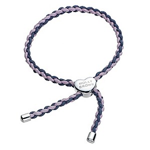 Molly Brown Pink & Navy Sterling Silver Heart Cord Bracelet