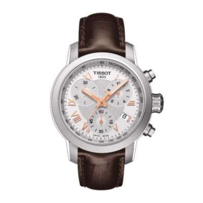 Tissot ladies' stainless steel brown leather strap watch Ernest Jones