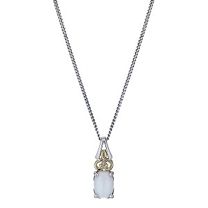 Silver & 9ct Yellow Gold & Diamond Opal Pendant