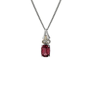 Silver & 9ct Yellow Gold Garnet & Diamond Pendant