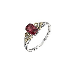 Silver & 9ct Yellow Gold Garnet & Diamond ringSilver & 9ct Yellow Gold Garnet & Diamond ring