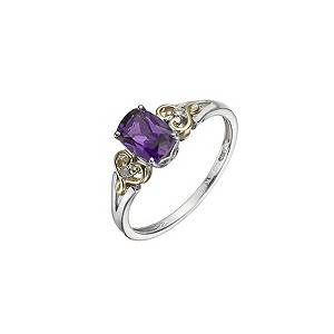 Silver & 9ct Yellow Gold Amethyst & Diamond RingSilver & 9ct Yellow Gold Amethyst & Diamond Ring