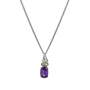 Silver & 9ct Yellow Gold Amethyst & Diamond Pendant