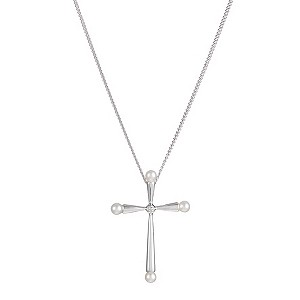 Sterling Silver Cultured Freshwater Pearl Cross Pendant