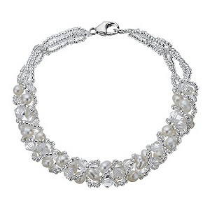 Sterling Silver Cultured Freshwater Pearl & Crystal Bracelet