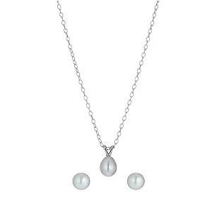 Sterling Silver Cultured Freshwater Pearl Pendant & Earrings