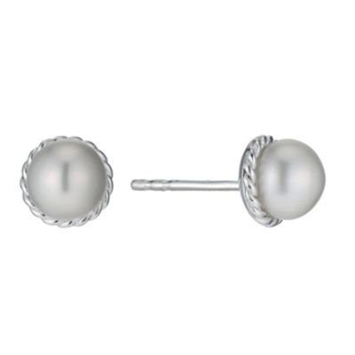 Sterling Silver Cultured Freshwater Pearl Milgrain Earrings