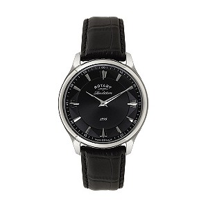 Rotary Revelation men's black leather strap watch