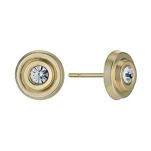9ct Yellow Gold Double Circle Crystal Stud Earrings