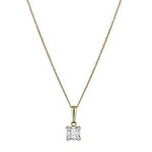 9ct Yellow Gold Square Cubic Zirconia Pendant