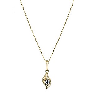 9ct Yellow Gold Double Swirl Crystal Pendant