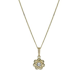 9ct Yellow Gold Flower Crystal Pendant