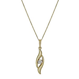 9ct Yellow Gold Double Swirl Cubic Zirconia Pendant
