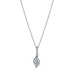 9ct White Gold Swirl Crystal Pendant