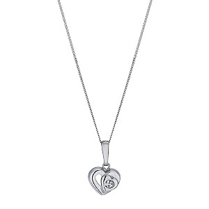 9ct White Gold Double Heart Crystal Pendant