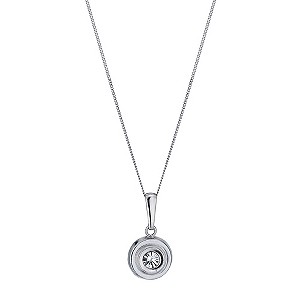 9ct White Gold Double Circle Crystal Pendant