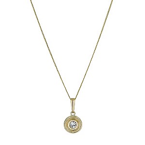 9ct Yellow Gold Double Circle Crystal Pendant
