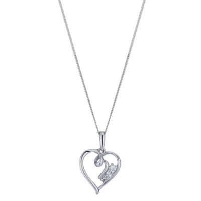 9ct White Gold Cubic Zirconia Heart Pendant - Product number 1324055