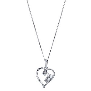 9ct White Gold Cubic Zirconia Heart Pendant