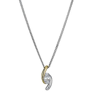 Silver & 9ct Yellow Gold Swirl Oval Pendant