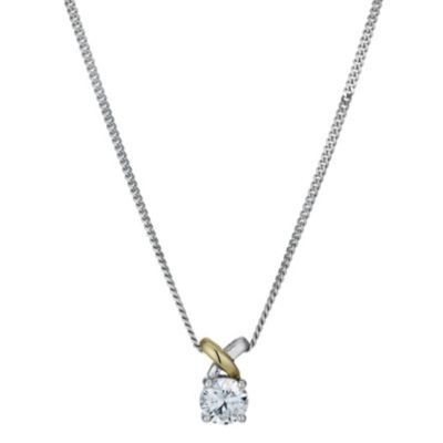 Silver & 9ct Yellow Gold Cubic Zirconia Kiss Pendant