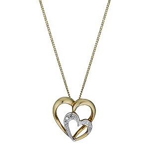 9ct Yellow Gold Cubic Zirconia Interlocking Heart Pendant
