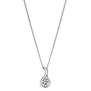 9ct White Gold Cubic Zirconia Swirl Pendant