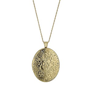 Together 9ct Yellow Gold & Silver Bonded Oval Floral Locket