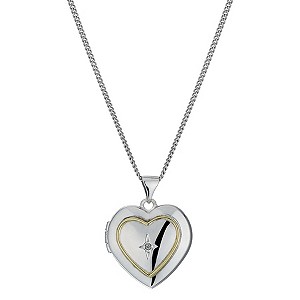 Silver & 9ct Gold Diamond Heart Locket