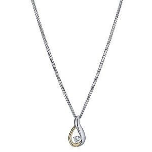 Silver & 9ct Yellow Gold Cubic Zirconia Swirl Pendant