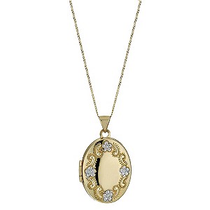 9ct Yellow Gold Flower Embossed Oval Locket
