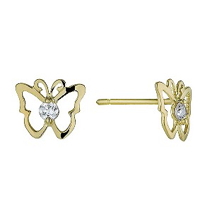 9ct Yellow Gold Cubic Zirconia Butterfly Stud Earrings
