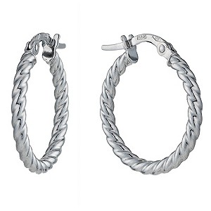 9ct White Gold 18mm Twist Creole Hoop Earrings