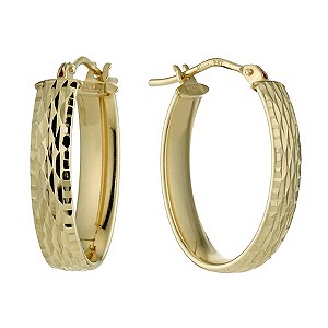 9ct Yellow Gold Diamond Cut Creole Hoop Earrings