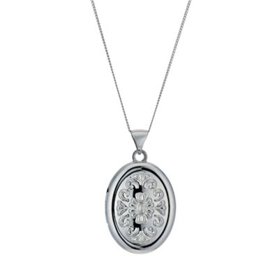 9ct White Gold 18 Inch Embossed Oval Locket - Product number 1326201