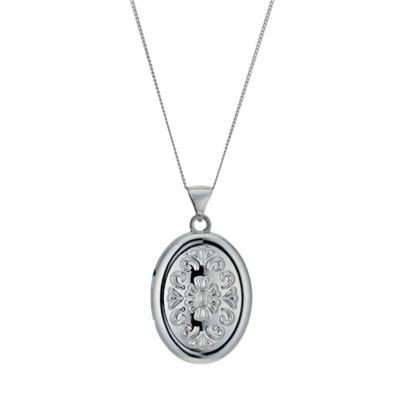 9ct White Gold 18 Inch Embossed Oval Locket - Product number 1326201