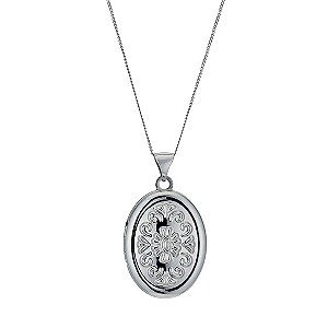 9ct White Gold 18 Inch Embossed Oval Locket