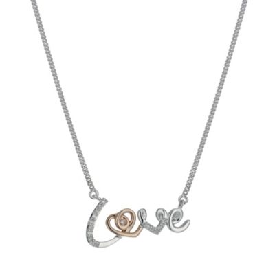 Love's Embrace silver  9ct rose gold diamond love necklace - Product ...