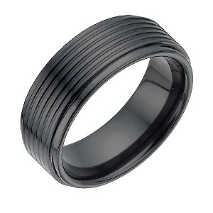 Black Ceramic Groove Ring