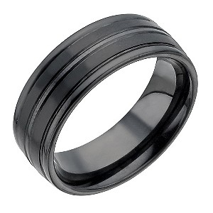 Black Ceramic Groove Ring
