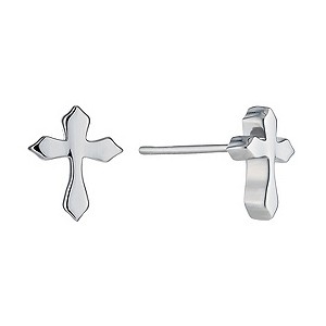 Stainless Steel Cross Stud Earrings