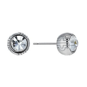 Stainless Steel Round Crystal Stud Earrings