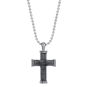 Stainless Steel Large Textured Cross Pendant